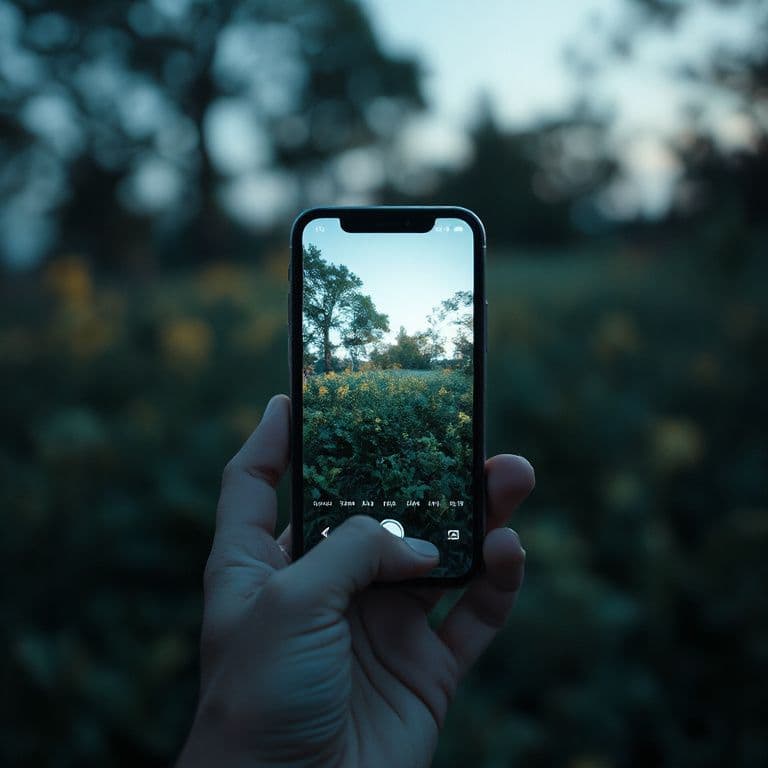 hand holding an iphone, field of depth with light