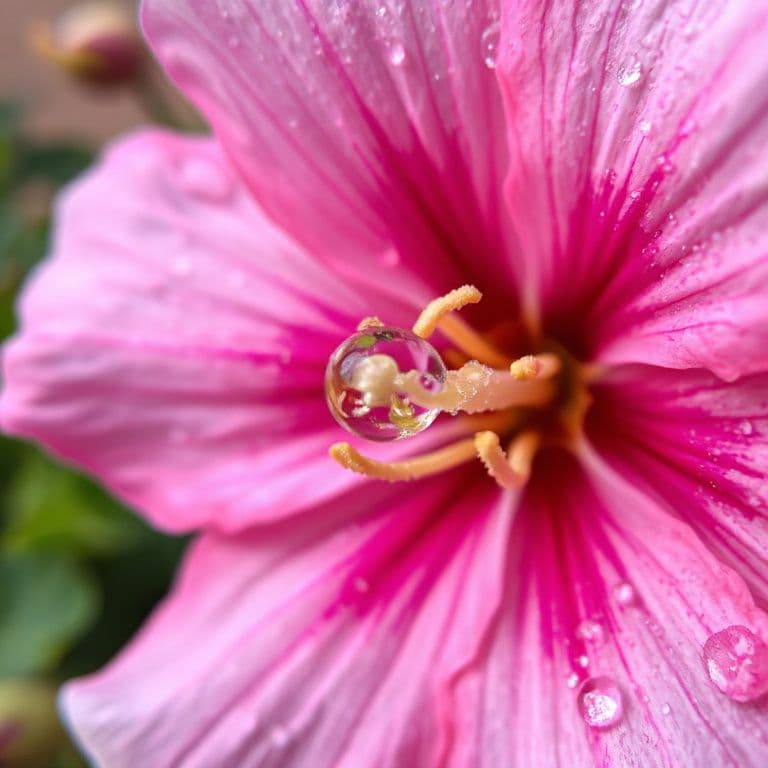 Close-up of a beautiful flower with water droplets, macro photography